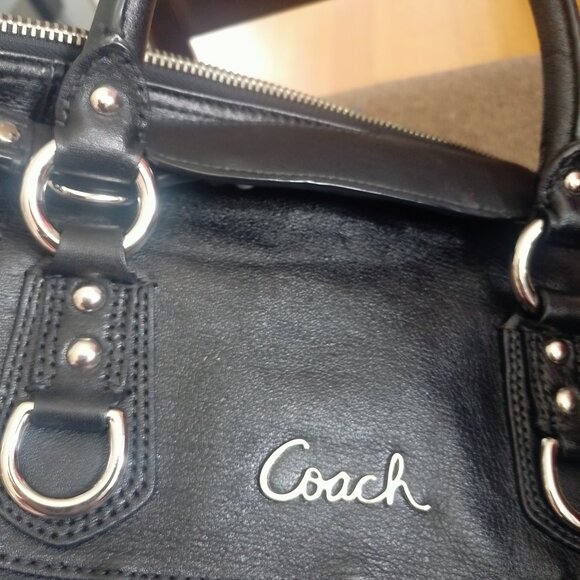Coach Ashley Black Leather Satchel Bag F15447 - Picture 5 of 9